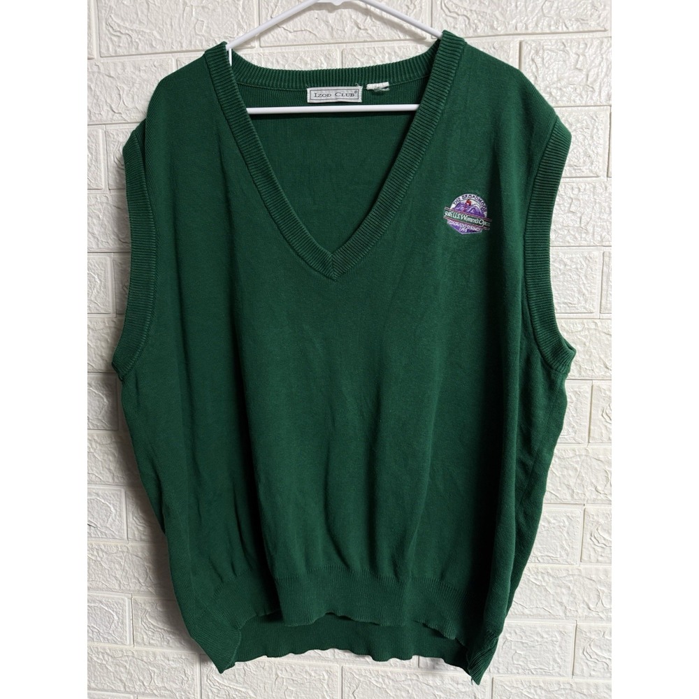 Izod Club Vintage 1995 US Womens Open Golf Sweater Vest Green XL